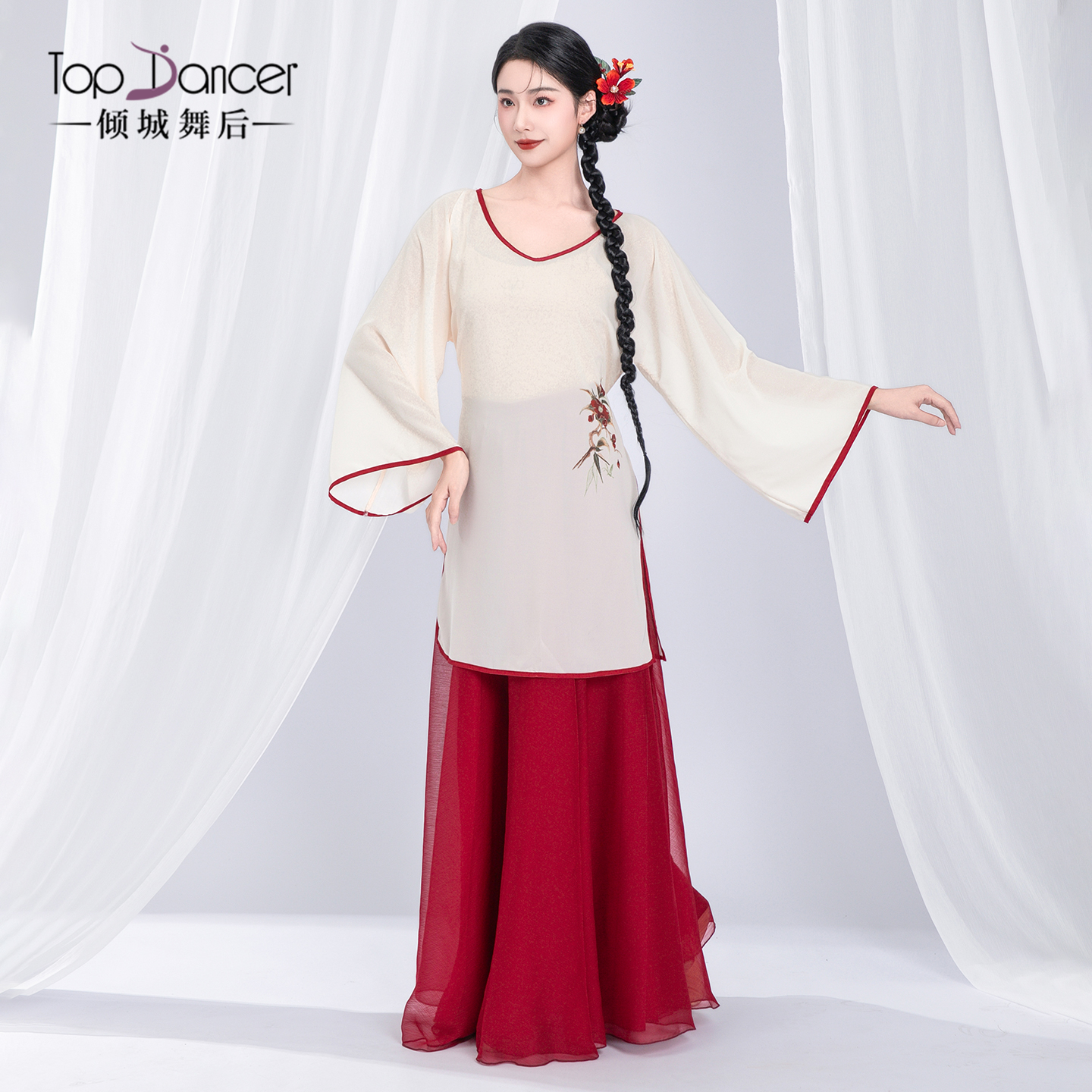 倾城舞后古典舞蹈服新中式汉唐身韵纱衣飘逸裙裤中国舞演出练功服