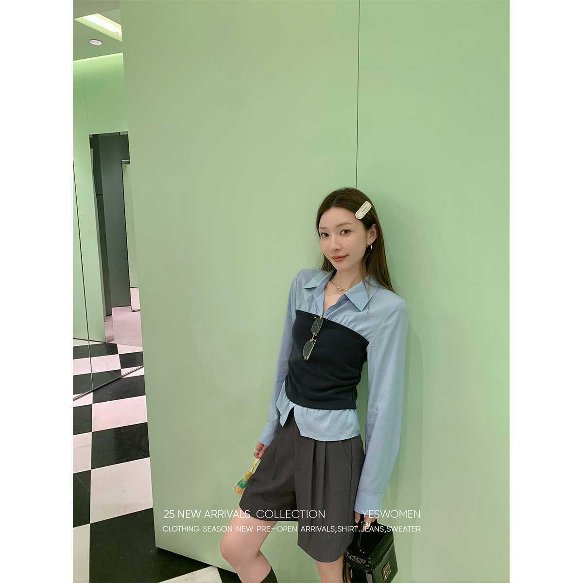 YESWOMEN高智office lady·小蛮腰假两件衬衫 親肤透气XY2157B3742