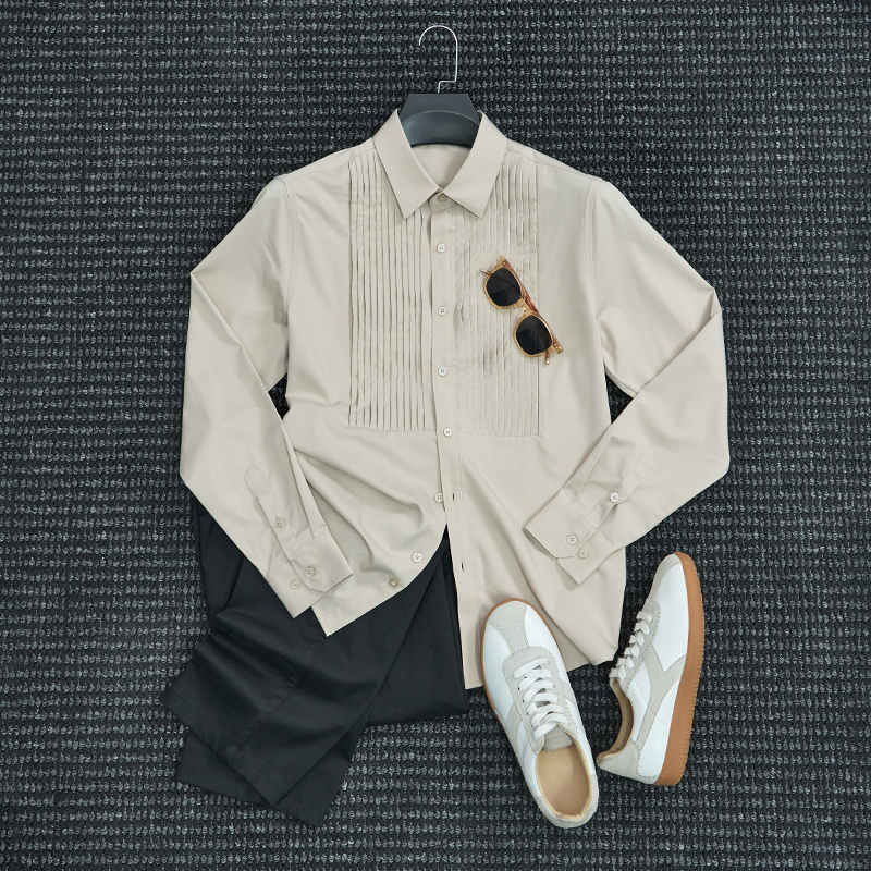 Mrperfect轻奢高端男士衬衫长袖意式免烫抗皱正装休闲设计感衬衣