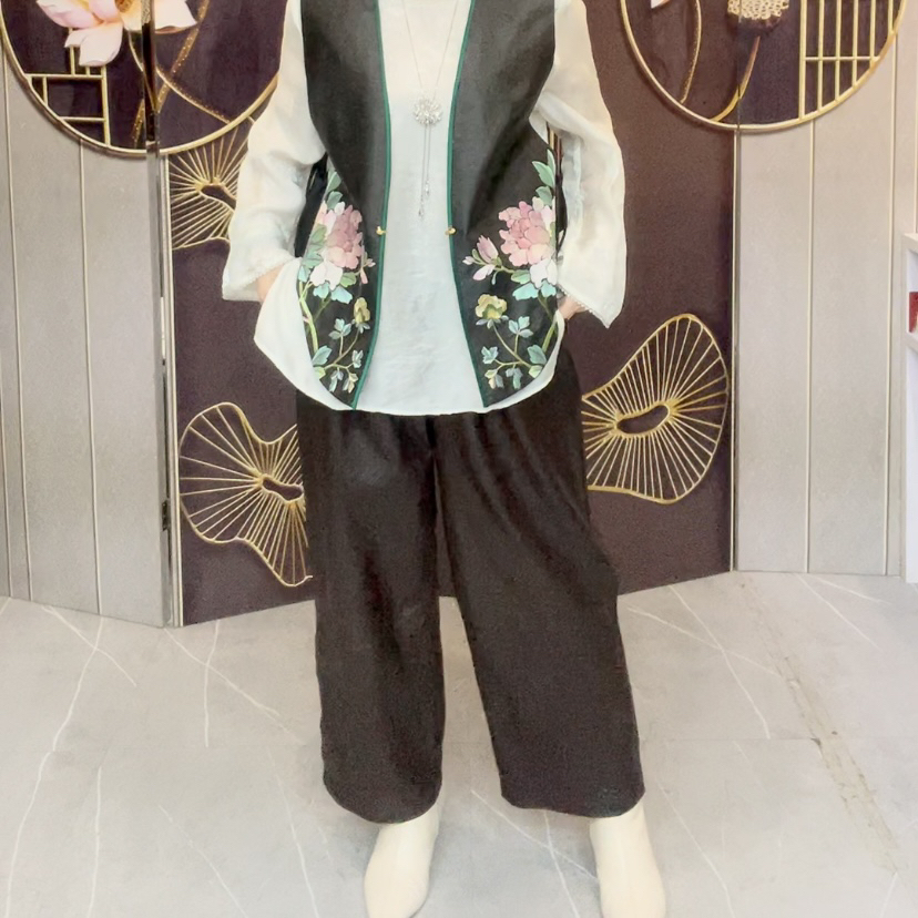 抓纹松紧腰植鞣羊皮宽松老爹裤