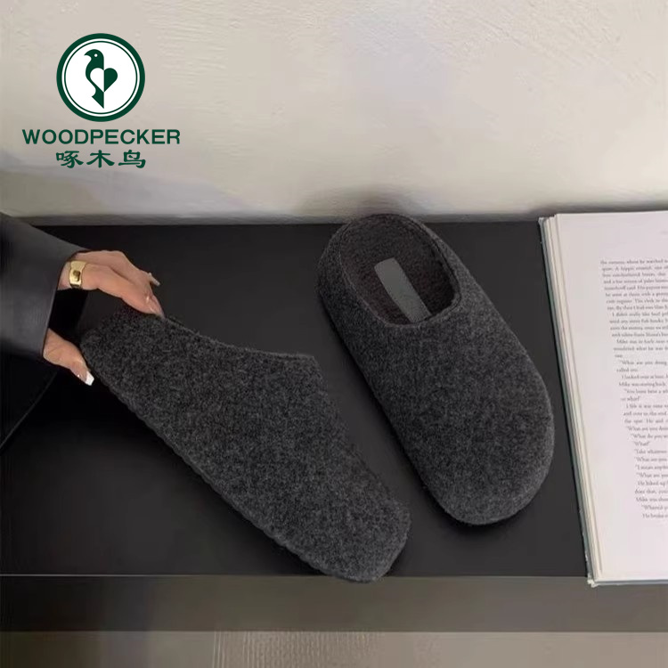 啄木鸟复古内增高5cm勃肯鞋女厚底小土豆加绒保暖包头毛毛拖鞋子