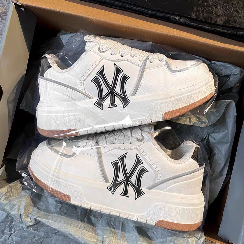 官方正品潮牌ny板鞋男女款2025新款真皮厚底学长鞋运动休闲小白鞋