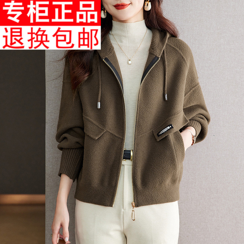连帽毛呢夹克外套女春秋款2024新款洋气短款小个子