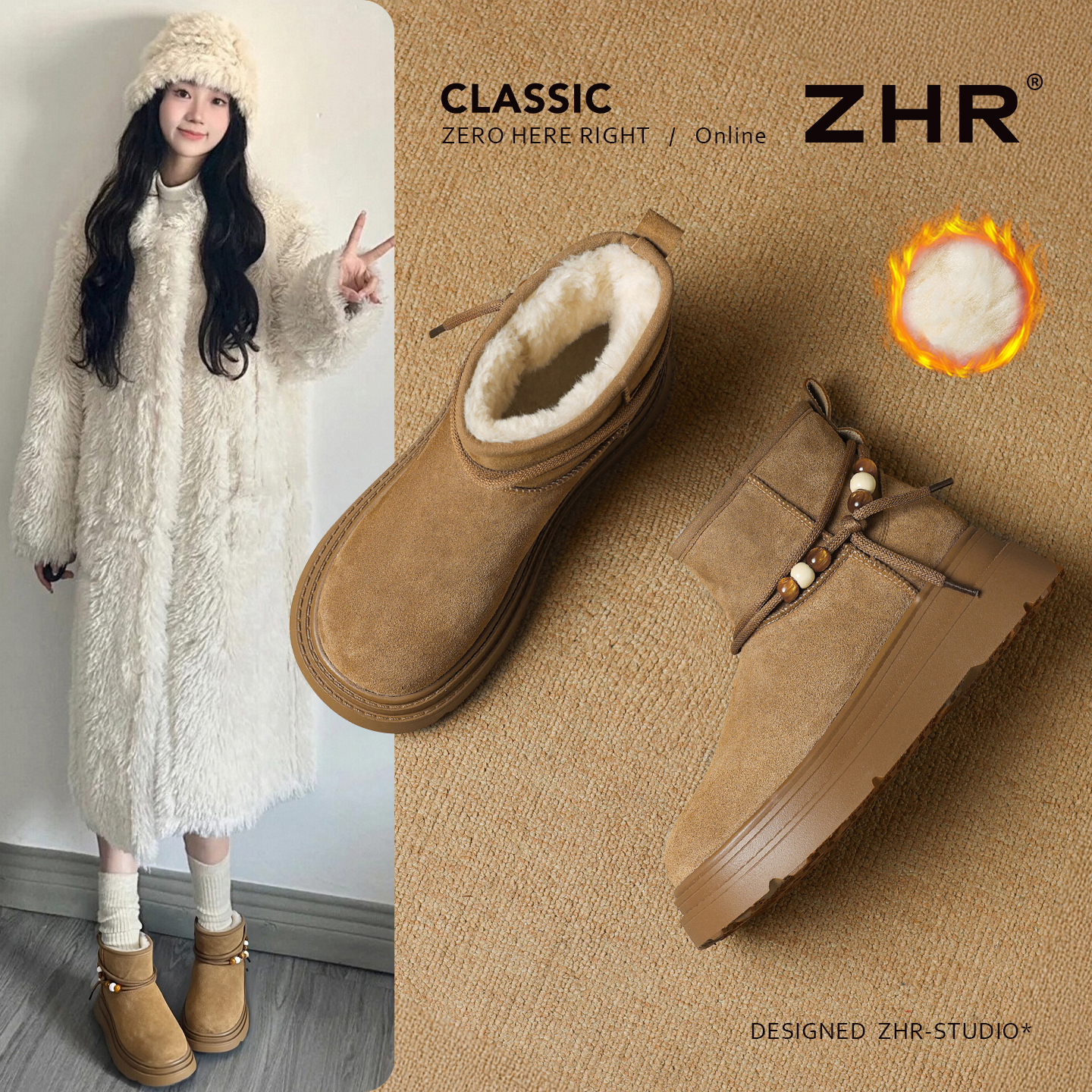 ZHR/则则冬季雪地靴推荐女款爆款2025新款加绒加厚防滑保暖棉鞋女