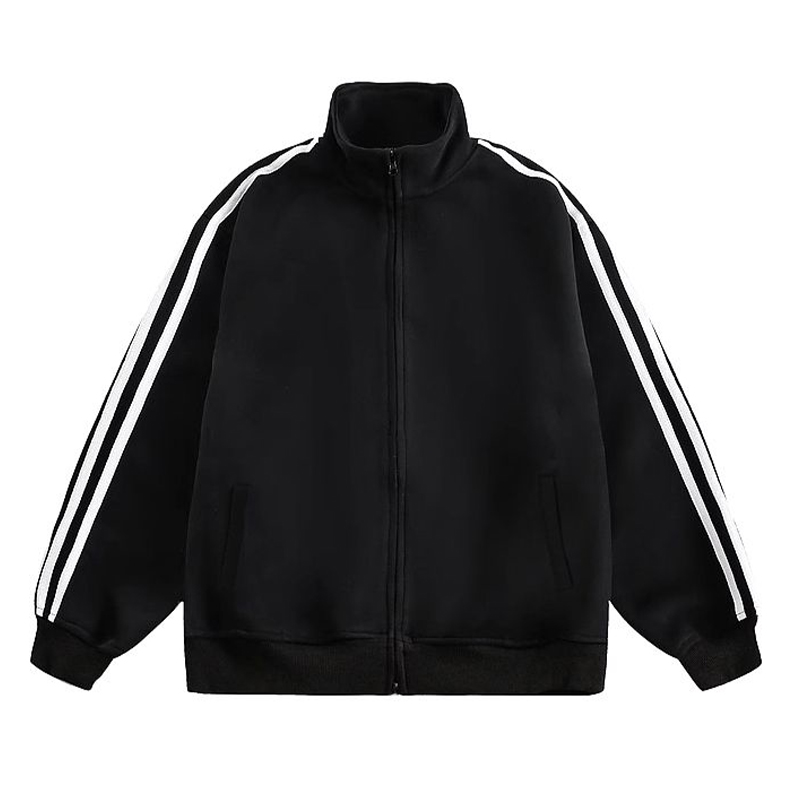 jtrt潮牌创意立领复古条纹开衫卫衣男女潮流宽松百搭运动长袖上衣