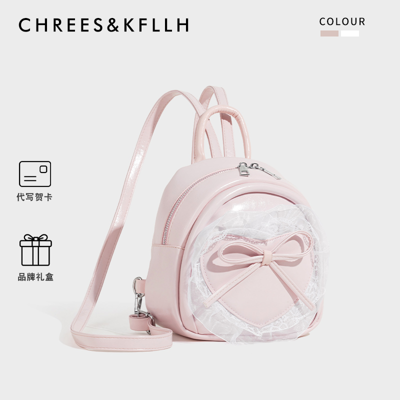 CHREES&KFLLH韩系蕾丝蝴蝶结双肩包女2025新款时尚甜美少女小背包