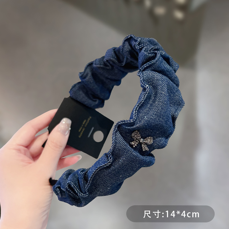 韩国牛仔布褶皱宽边发箍女2025新款日常外戴高颅顶头箍女发卡头饰