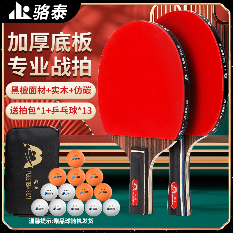 骆泰乒乓球拍初学者套装高弹力专业级横拍直拍适用儿童成人反胶