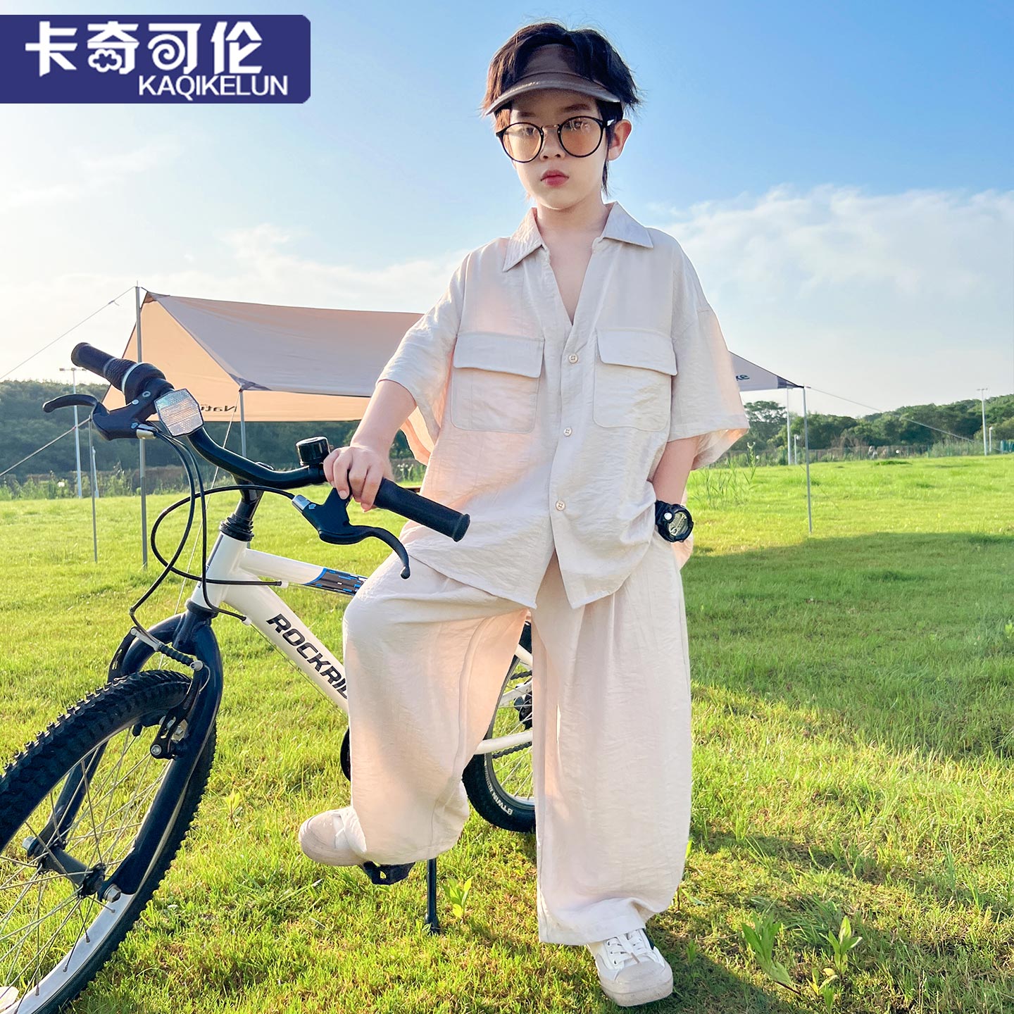 男童套装夏季2025新款儿童运动帅气夏装大童短袖棉麻衣服男孩童装