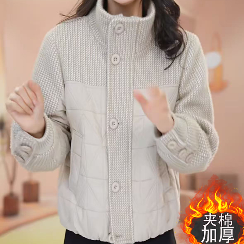 中年女士洋气减龄小棉衣秋冬新款上档次百搭夹棉时尚上衣遮肉显瘦