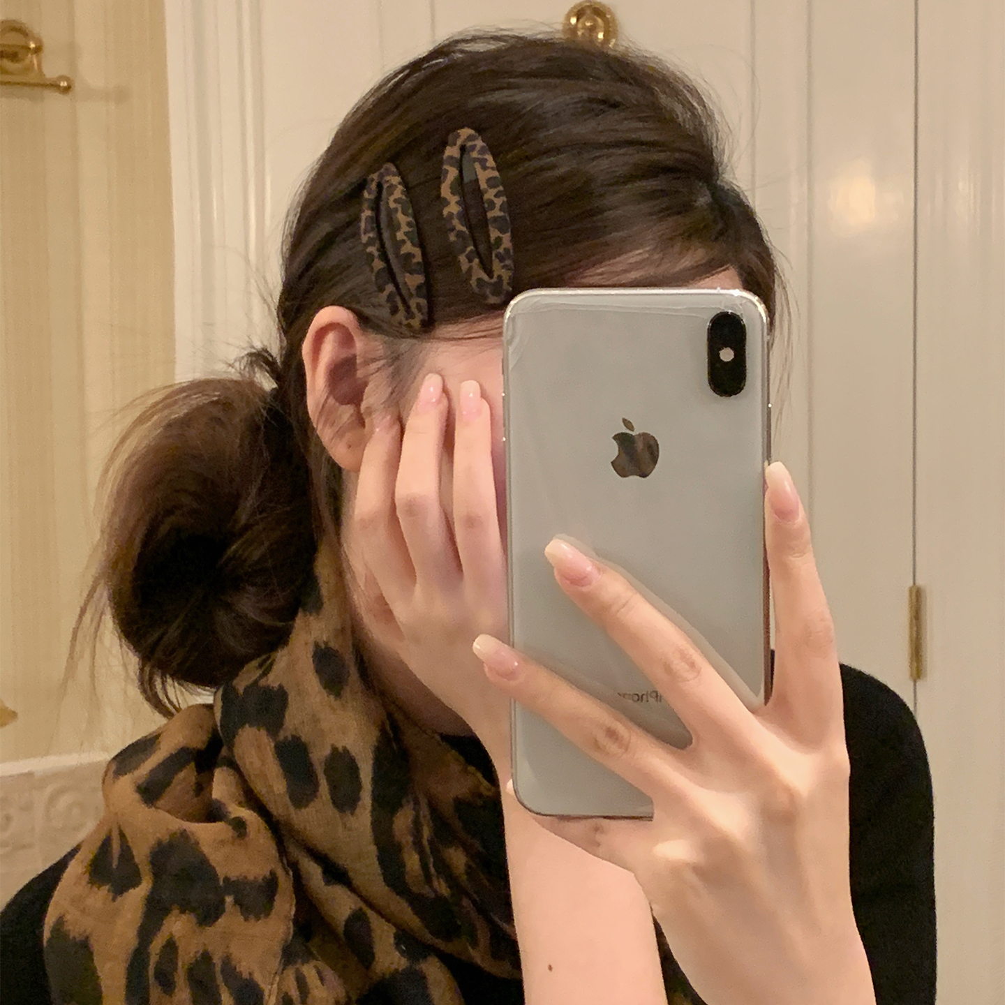 复古豹纹bb夹发夹女高级感侧边夹前额碎发刘海夹气质头饰发卡发饰