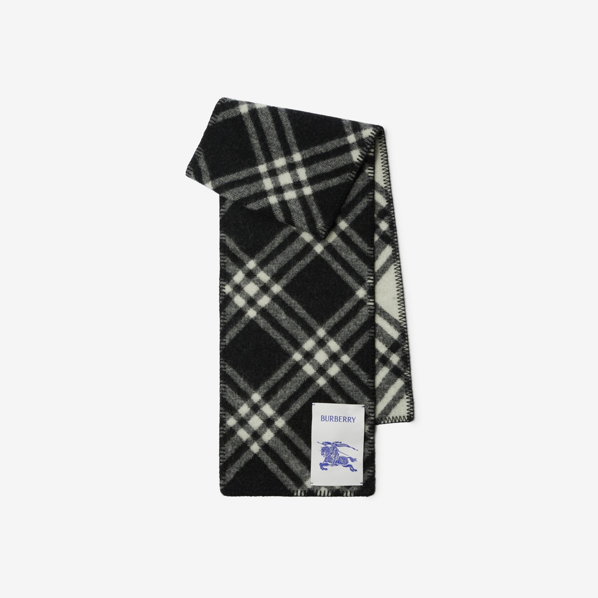 未使用 BURBERRY/博柏利 黑色 格纹羊毛围巾