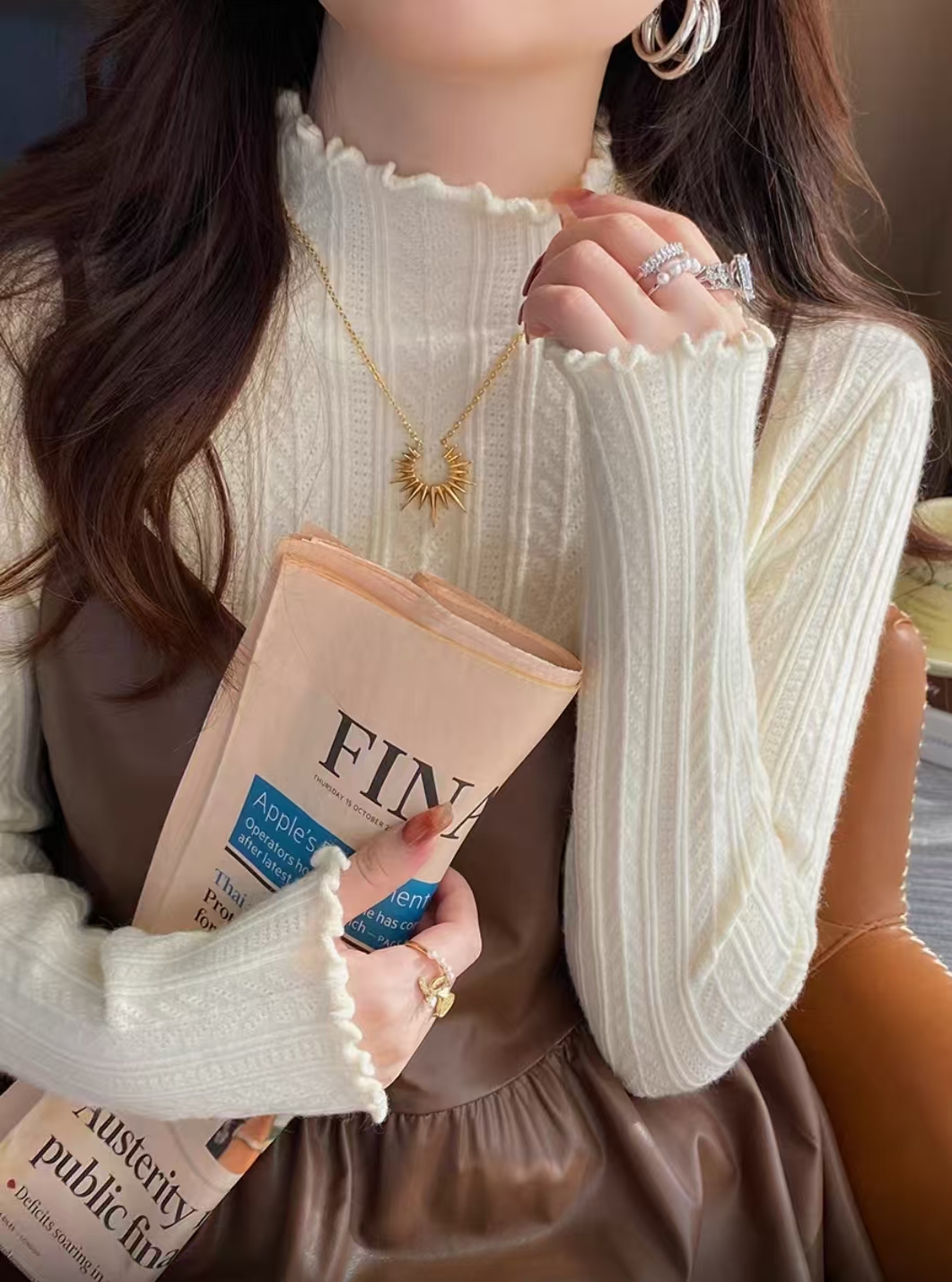 （G709）2025秋冬新款大码内塔半高领修身显瘦长袖针织衫上衣女