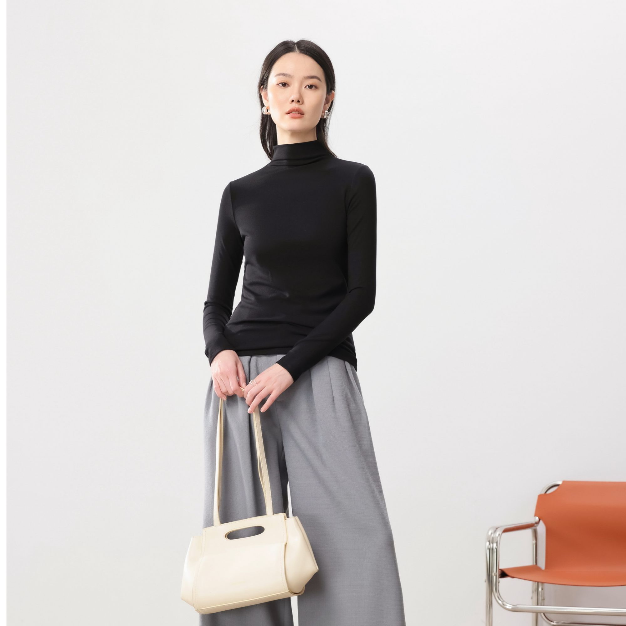 2088美拉德桑蚕丝保暖发热加绒内搭打底衫女秋冬半高领针织衫上衣