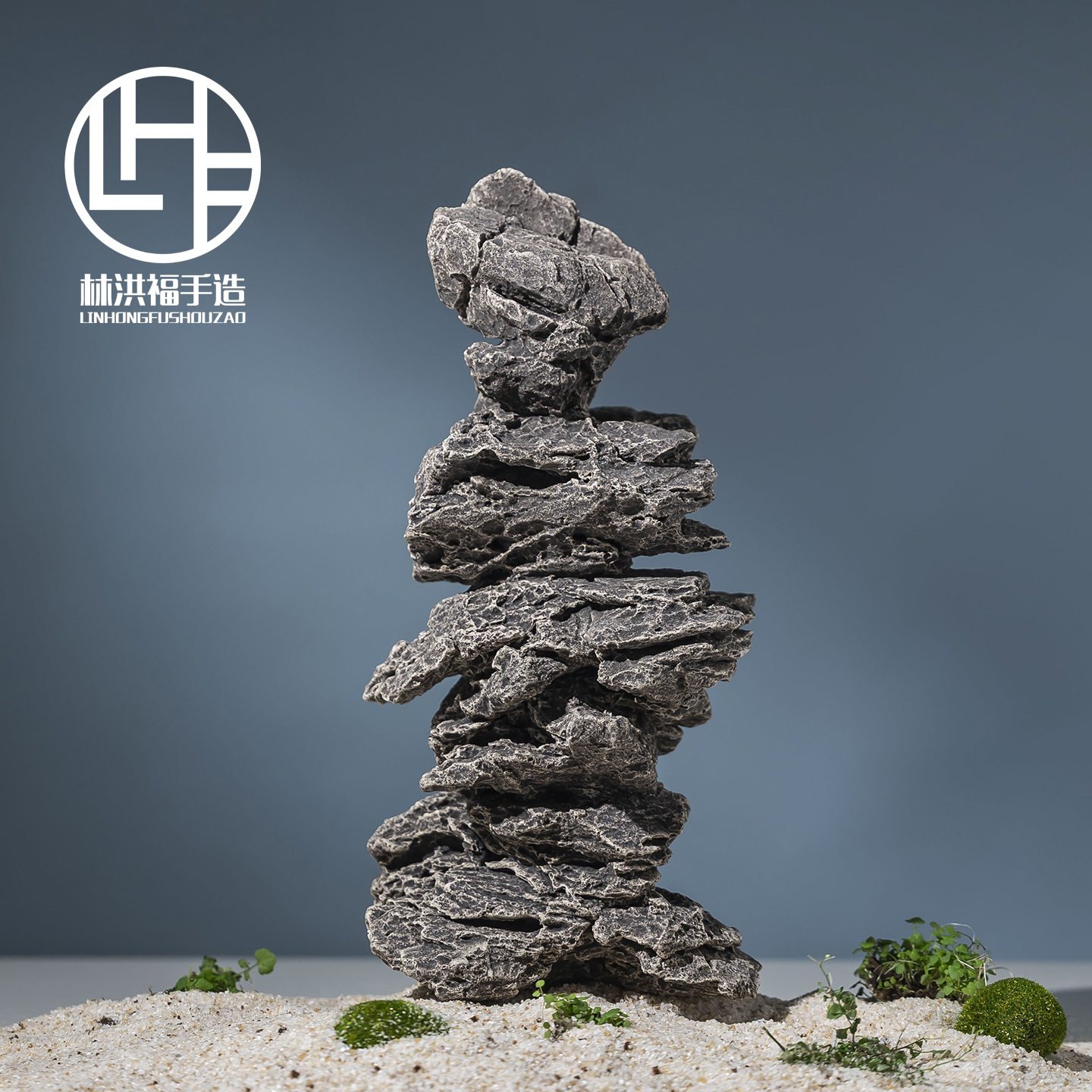 陶瓷鱼缸造景黑尾大勾鱼转圈摆件假山装饰吸水石爬台造景水景流水