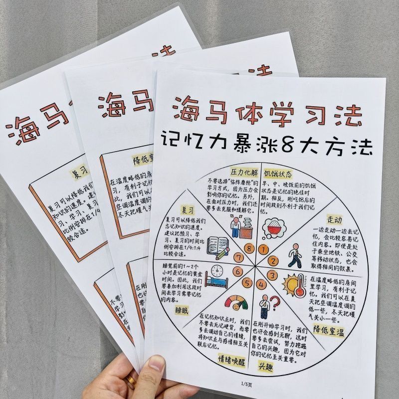 海马体学习法记忆力暴涨8大方法+9大学习法对学习上瘾记事板