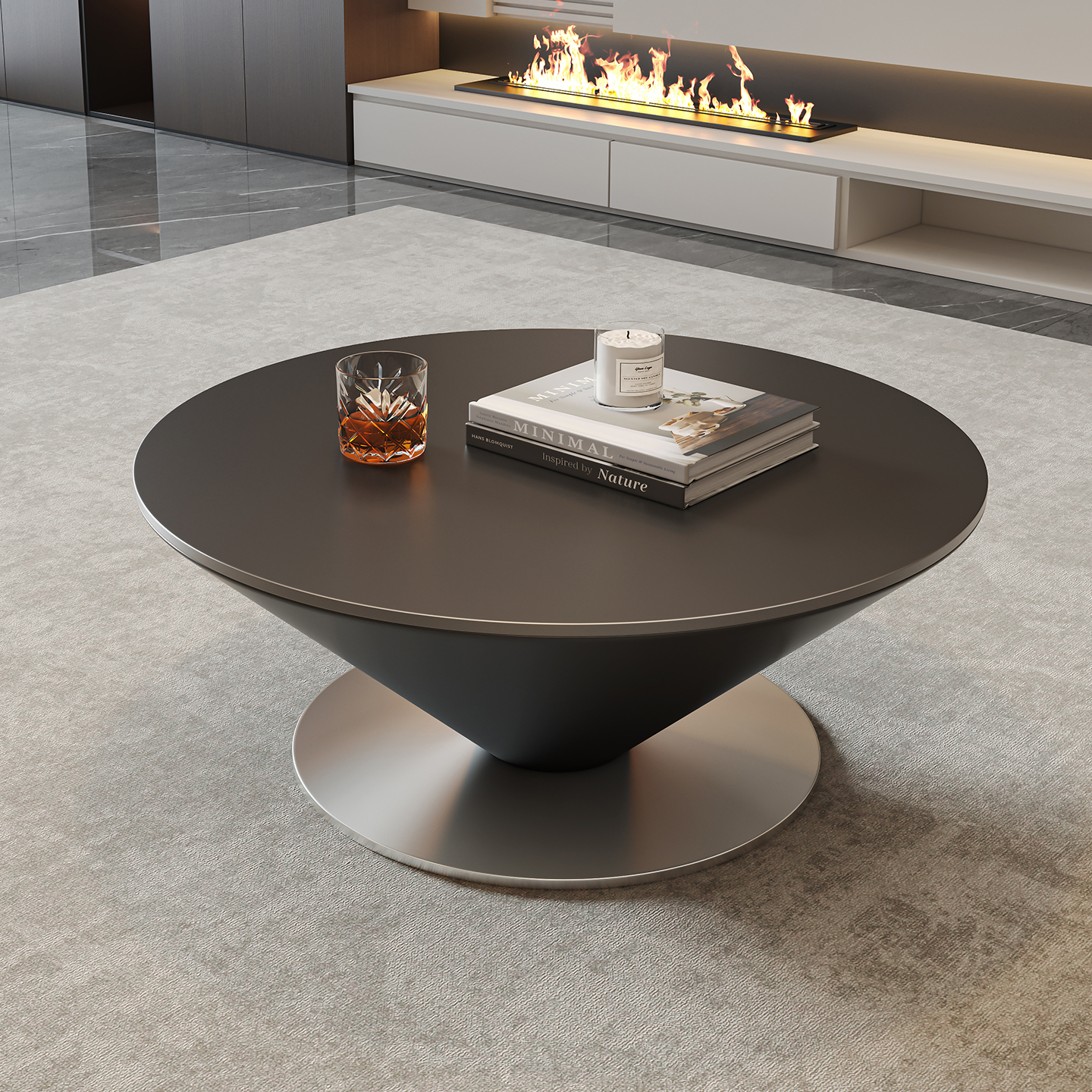 设计师款岩板飞碟茶几客厅家用轻奢现代简约极简高级感圆形小户型