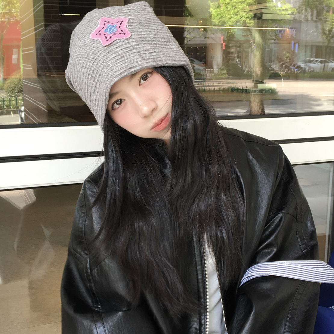 【粉色星星款冷帽】2025韩系ins风甜酷堆堆帽包头冷帽百搭显脸小