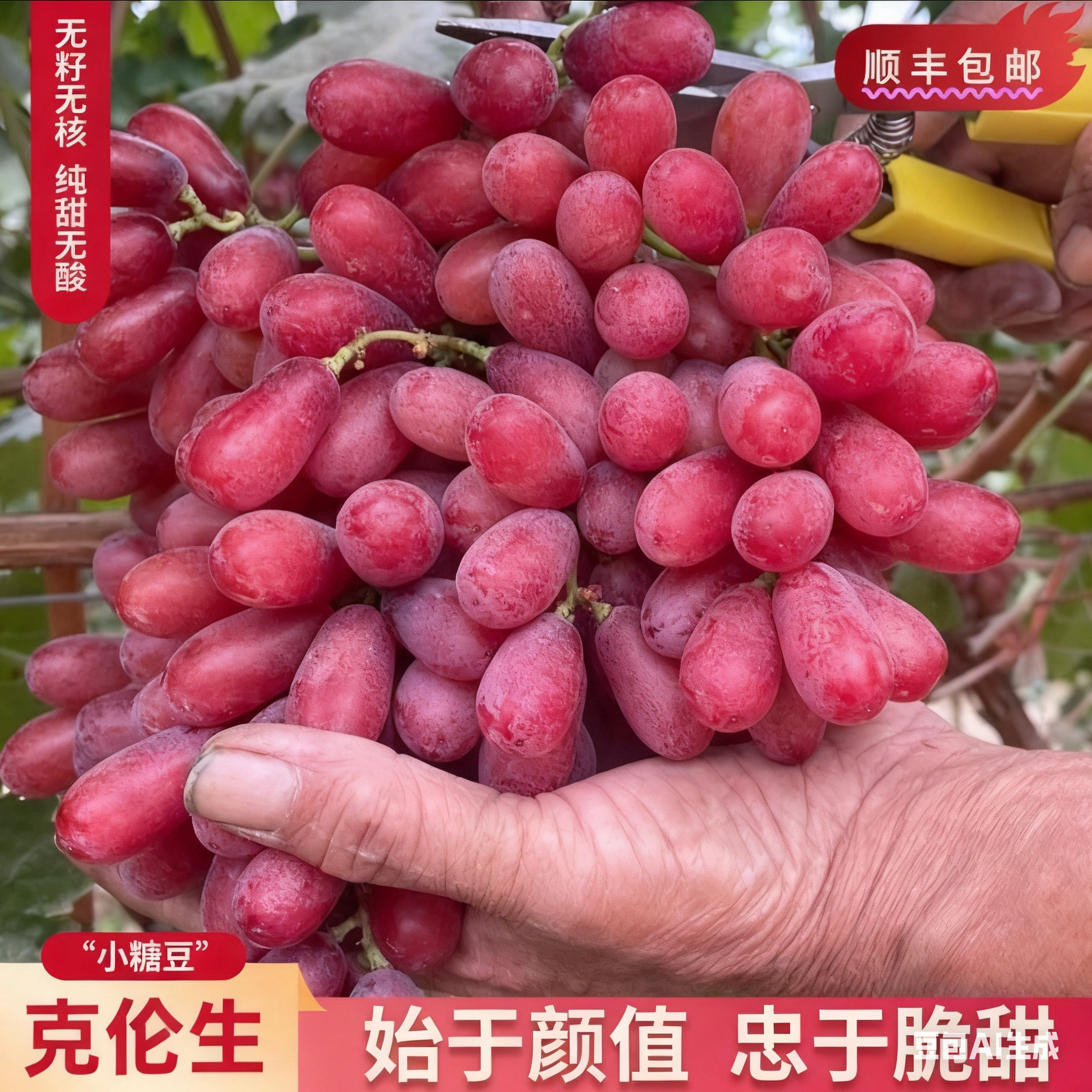 【大凉山产地只发顺丰克伦生无籽红提】新鲜现摘硬脆甜多汁鲜枝堂