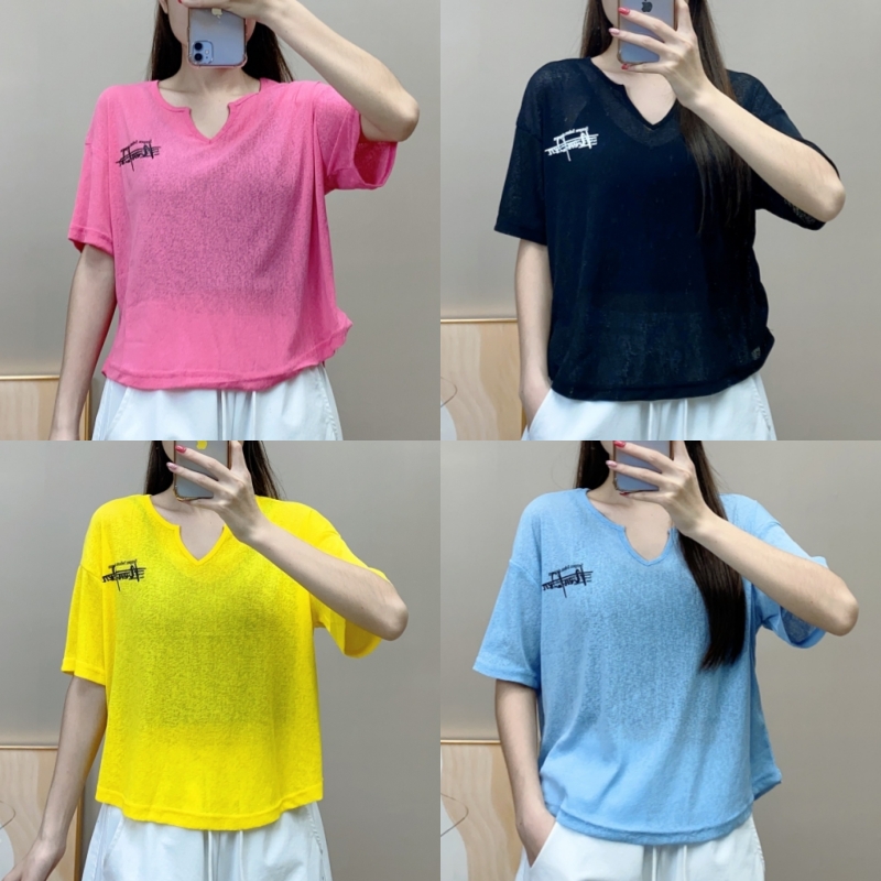 夏季新款竹节纱冰感透气短袖跳舞衣服女广场舞曳步舞服装时尚百搭