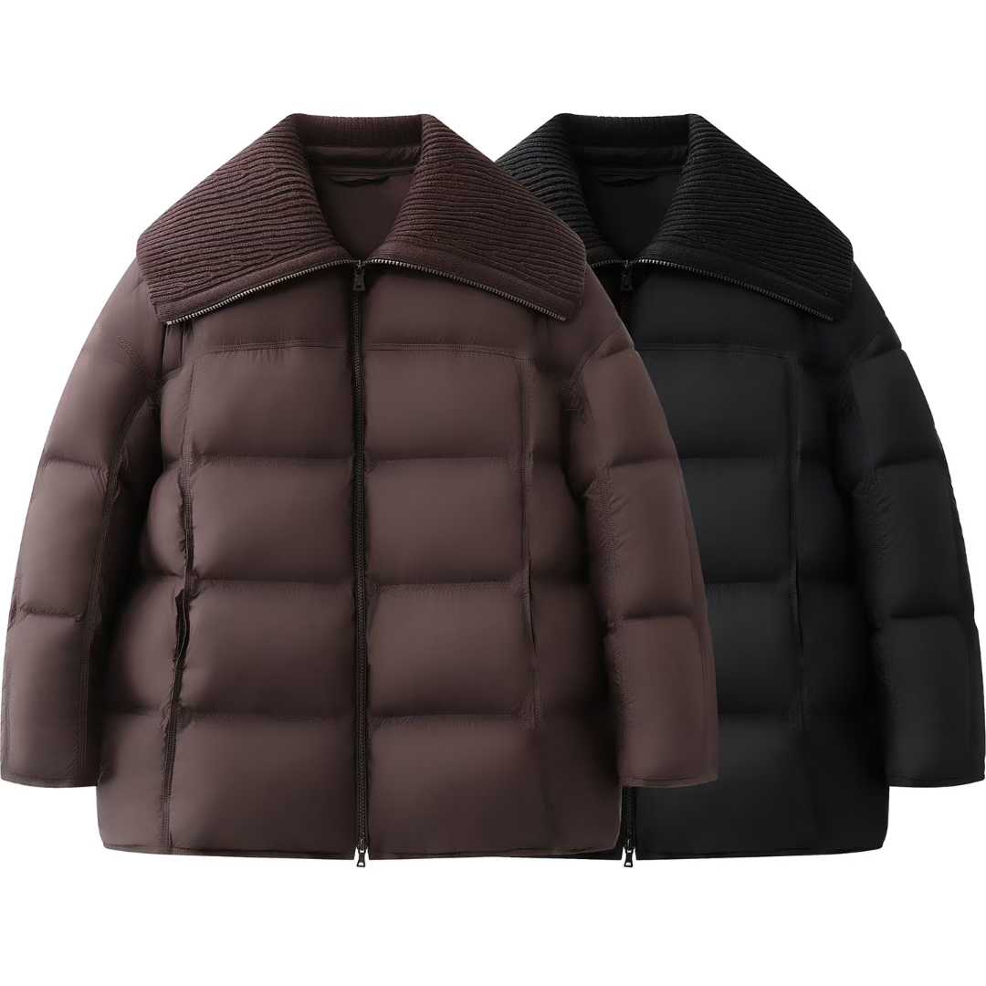 2025冬装常规款长袖厚款翻领中长款休闲连帽加厚羽绒外套女4005