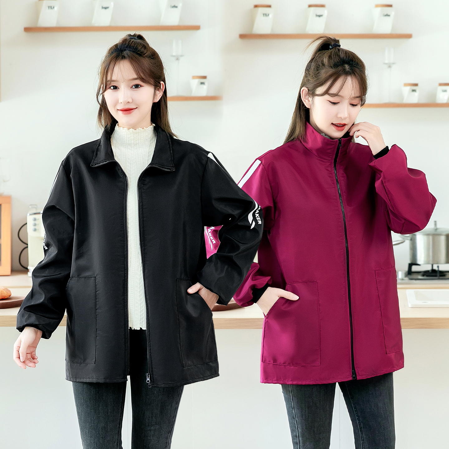 时尚2025新款防水防油罩衣厨房家用做饭围裙男女外套短款工作服