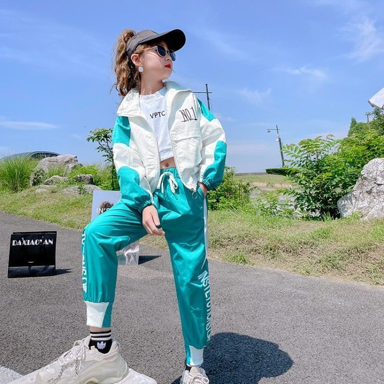 女童秋装套装新款韩版洋气网红儿童中大童外套岁运动两件套
