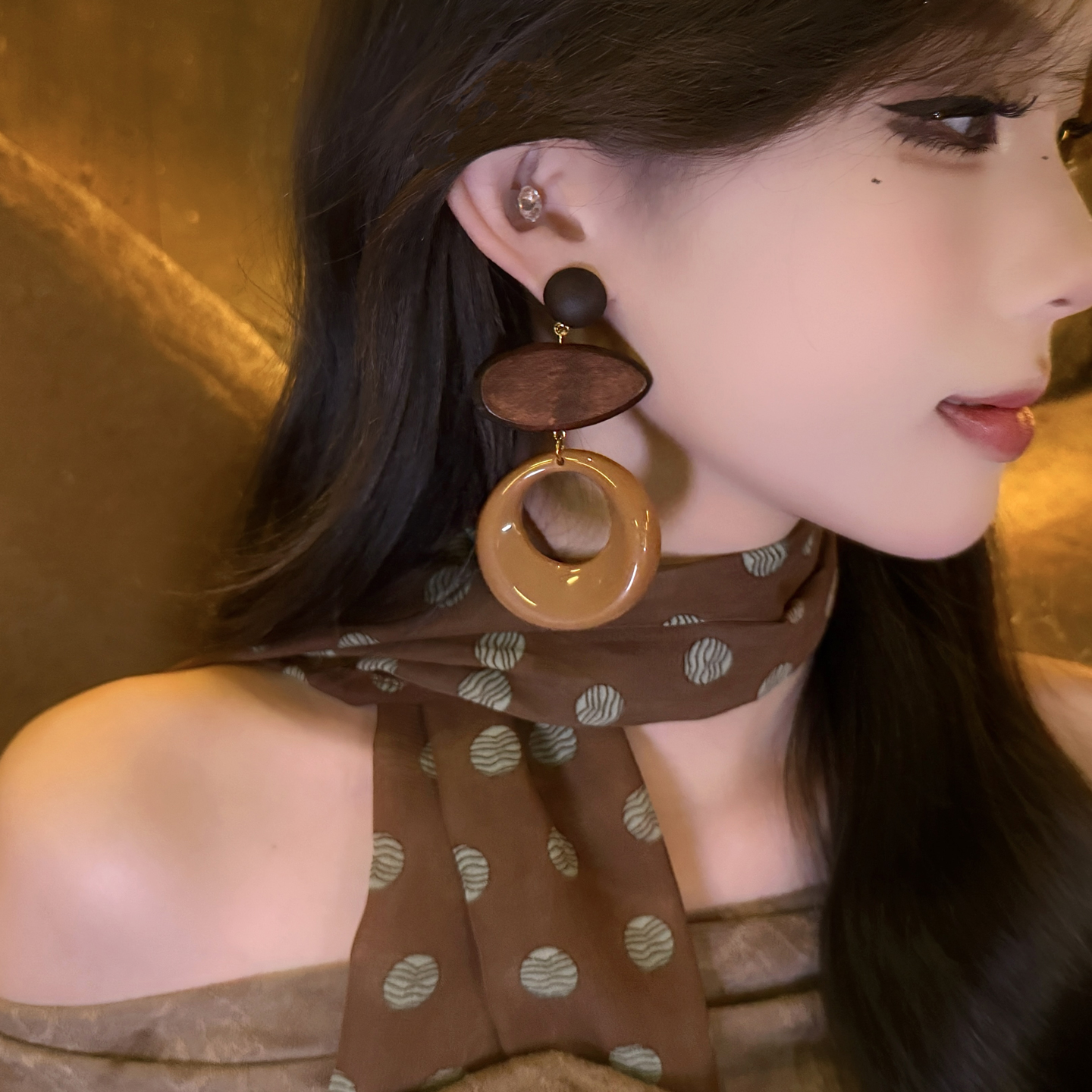 非金属木质耳饰 秋冬爆款复古气质明星设计耳环慵懒法式夸张耳饰