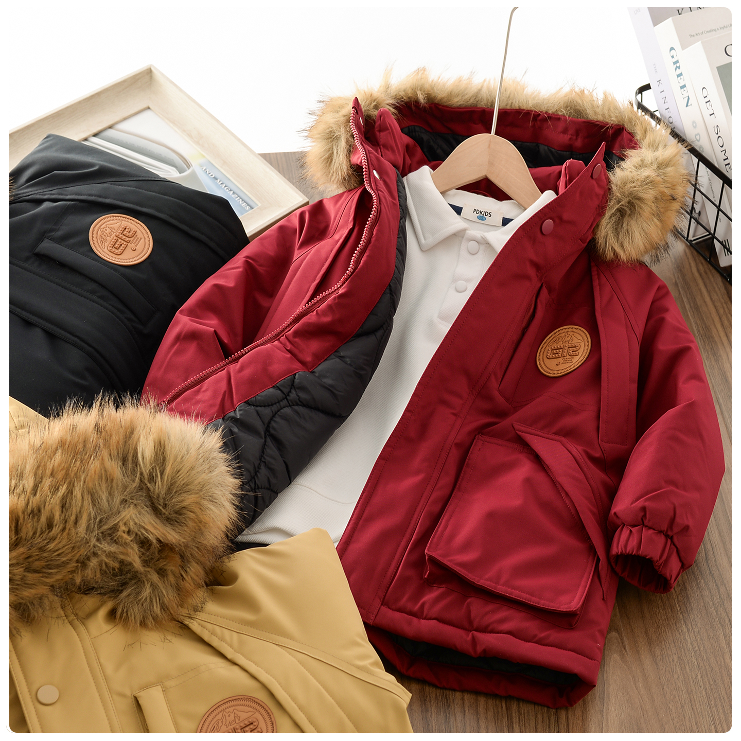 巴森鹿2025新款户外防风男女童休闲宽松连帽棉服2568款