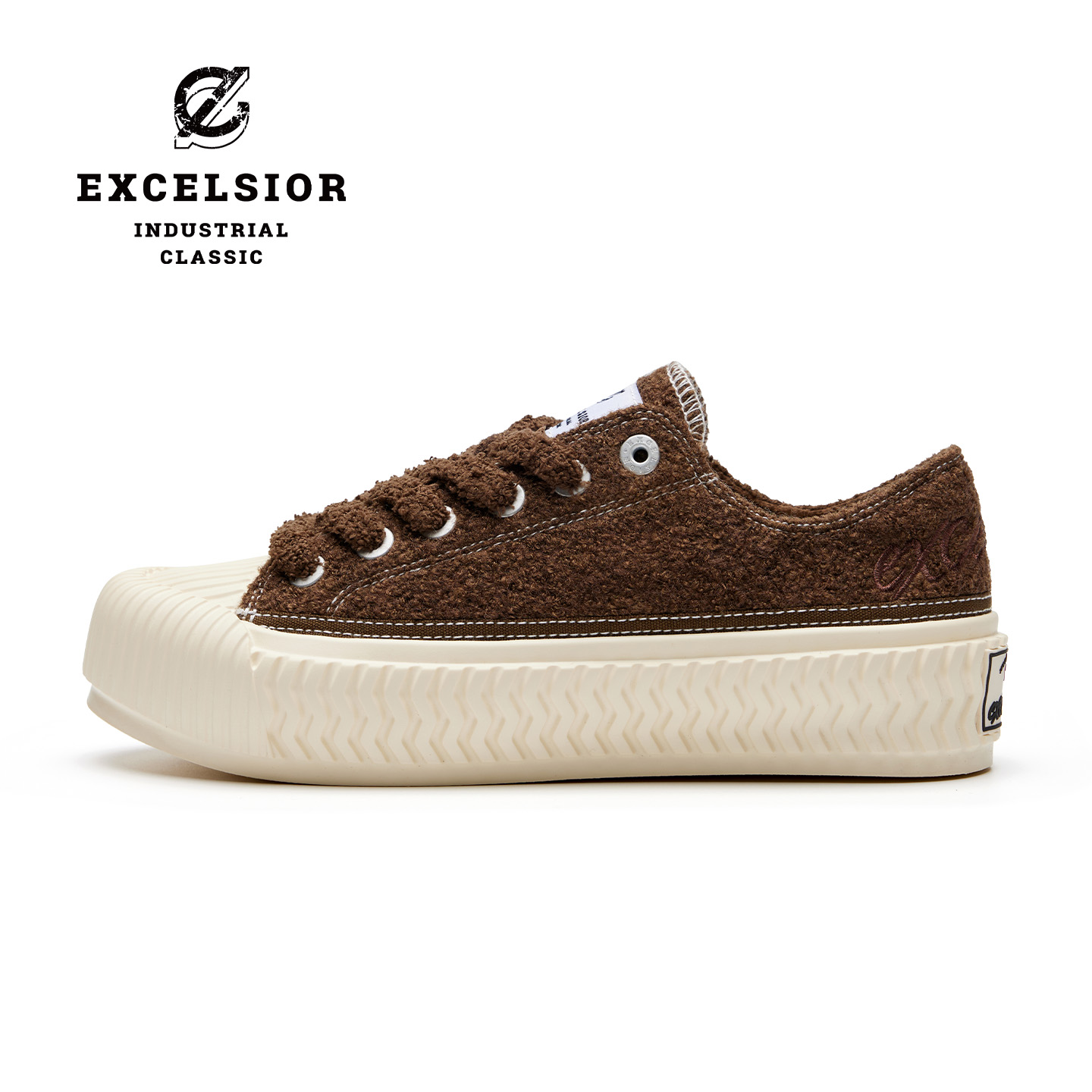 【轻食小熊】excelsior饼干鞋官方 秋冬低帮加绒板鞋厚底帆布鞋女