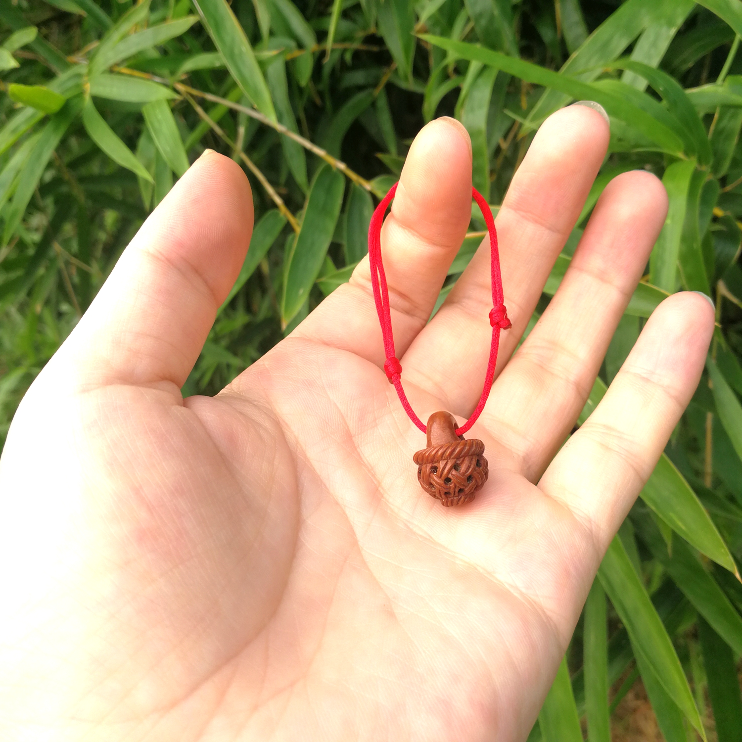 第046款式灯笼编织桃篮野生桃核手工雕刻桃篮系列