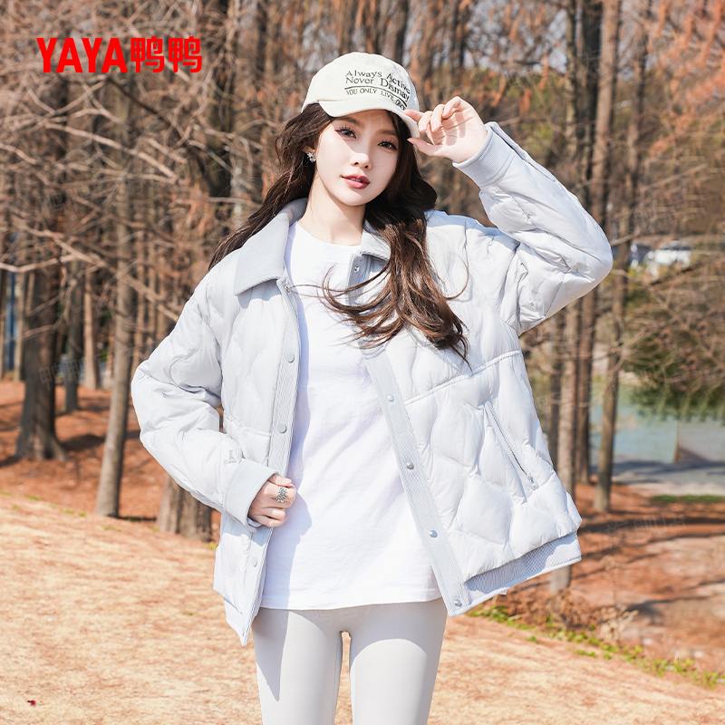 YAYA/鸭鸭90绒羽绒服女短款冬小个子时尚轻薄韩版外套YE5B601007P