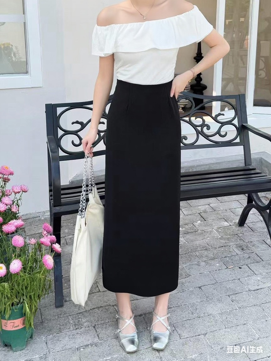 2025夏季新款高腰后开衩西装半身裙简约百搭0302