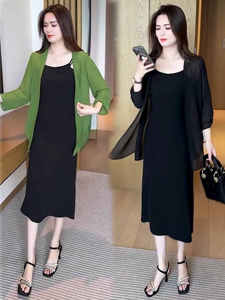 时尚套装裙女2025夏季新款时髦洋气防晒外披吊带裙气质两件套裙子