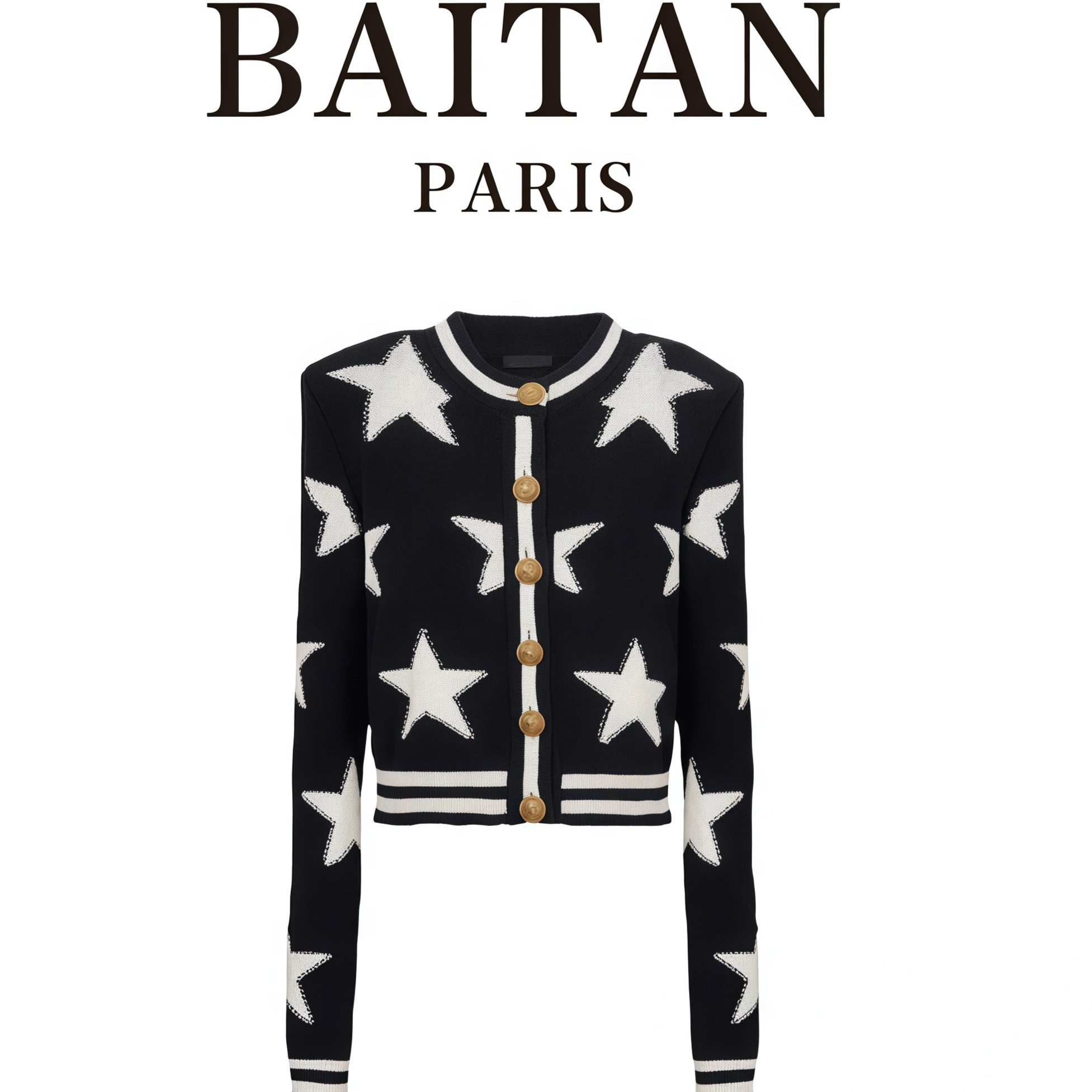 小香风气质拼色垫肩针织衫女2025早春新款高级感上衣长袖针织衫