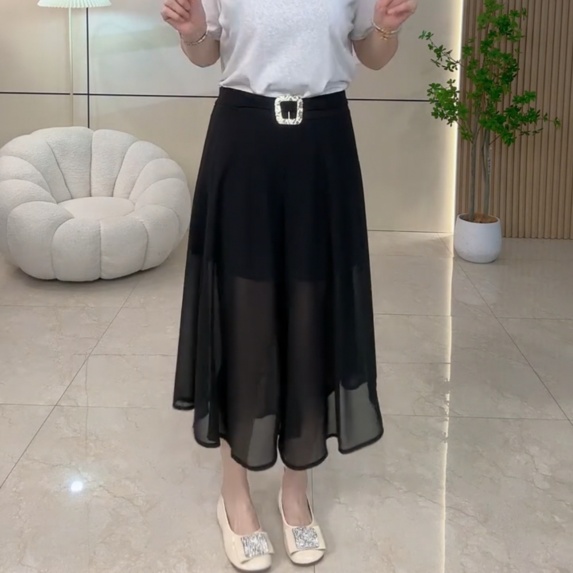 梦梦家3942款宽松遮肉清凉透气休闲百搭夏季时尚拼接裤裙