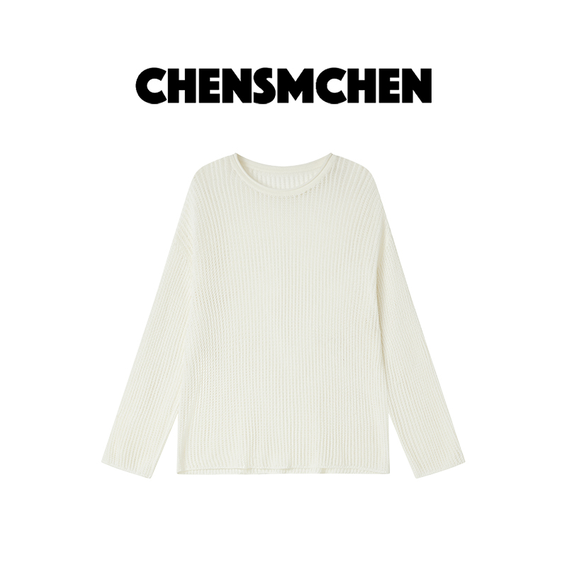 CHENSMCHEN 简约纯色休闲百搭针织衫女春季舒适显瘦上衣CSZ3025MX