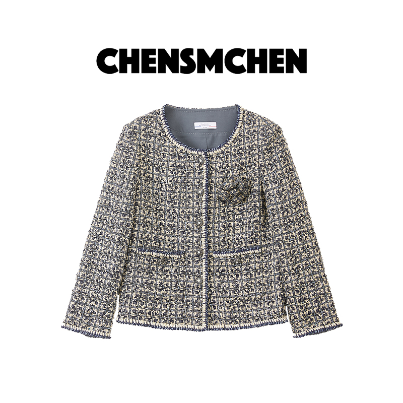 CHENSMCHEN 进口粗花呢经典小香外套女复古优雅精致上衣CSW5609TT