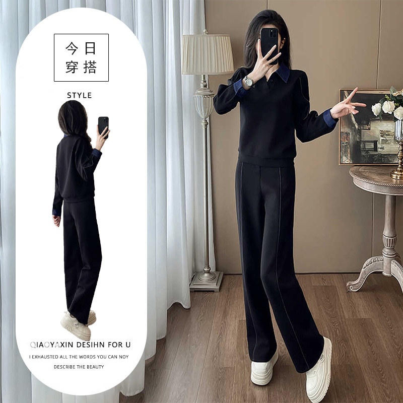 休闲运动套装女秋季时髦减龄欧货高级感洋气卫衣阔腿裤时尚两件套