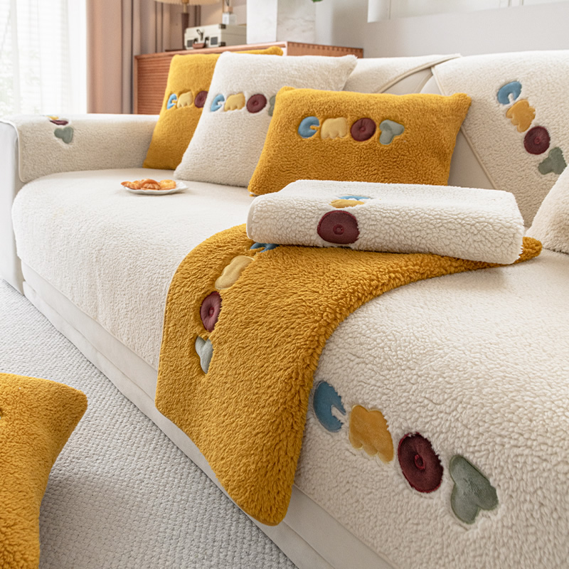 羊羔绒沙发垫四季高级感防滑毛绒盖布2025新款加厚通用皮沙发套罩