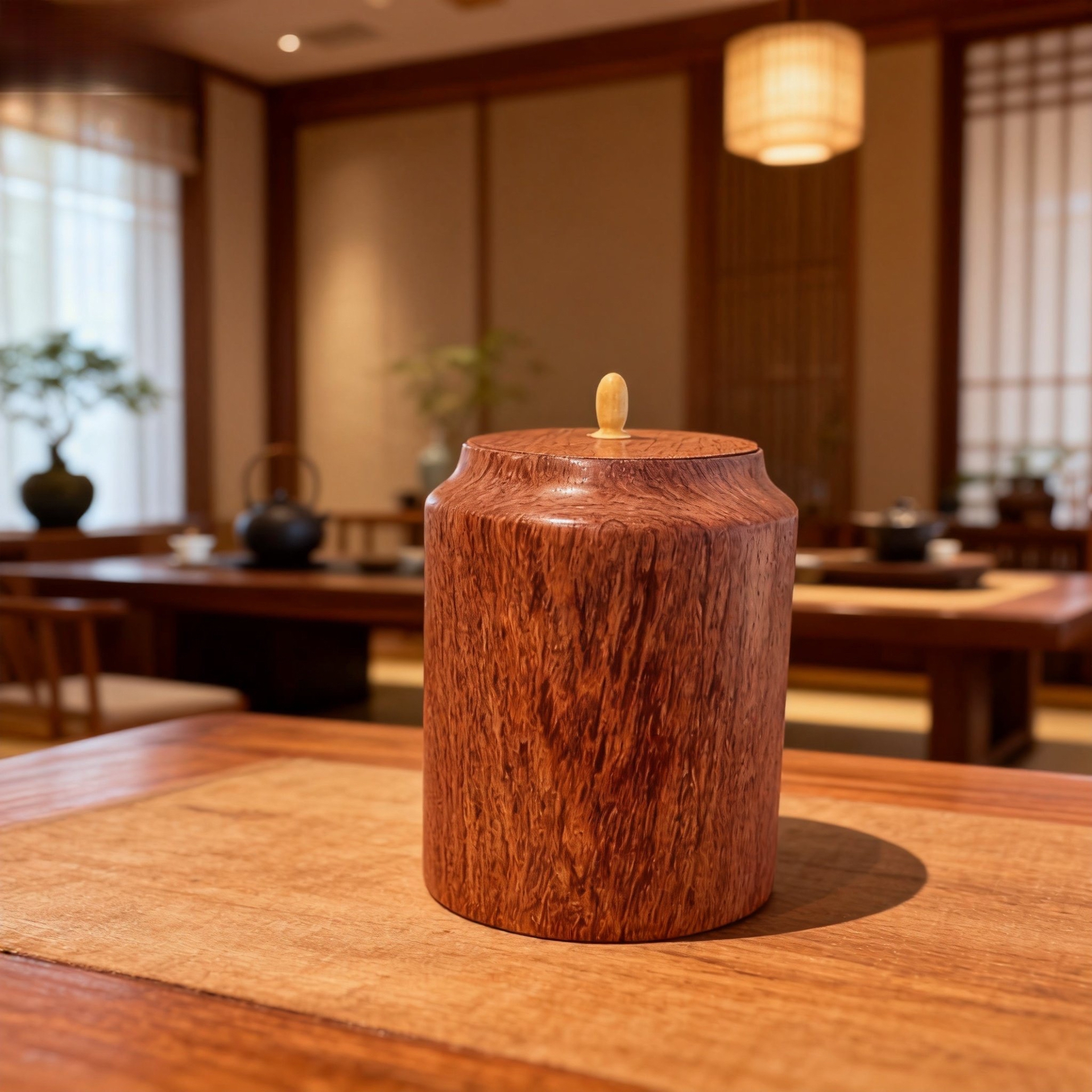 花梨木茶叶罐储茶罐茶道复古老料茶香纯手工木盖便携中式木瓶子