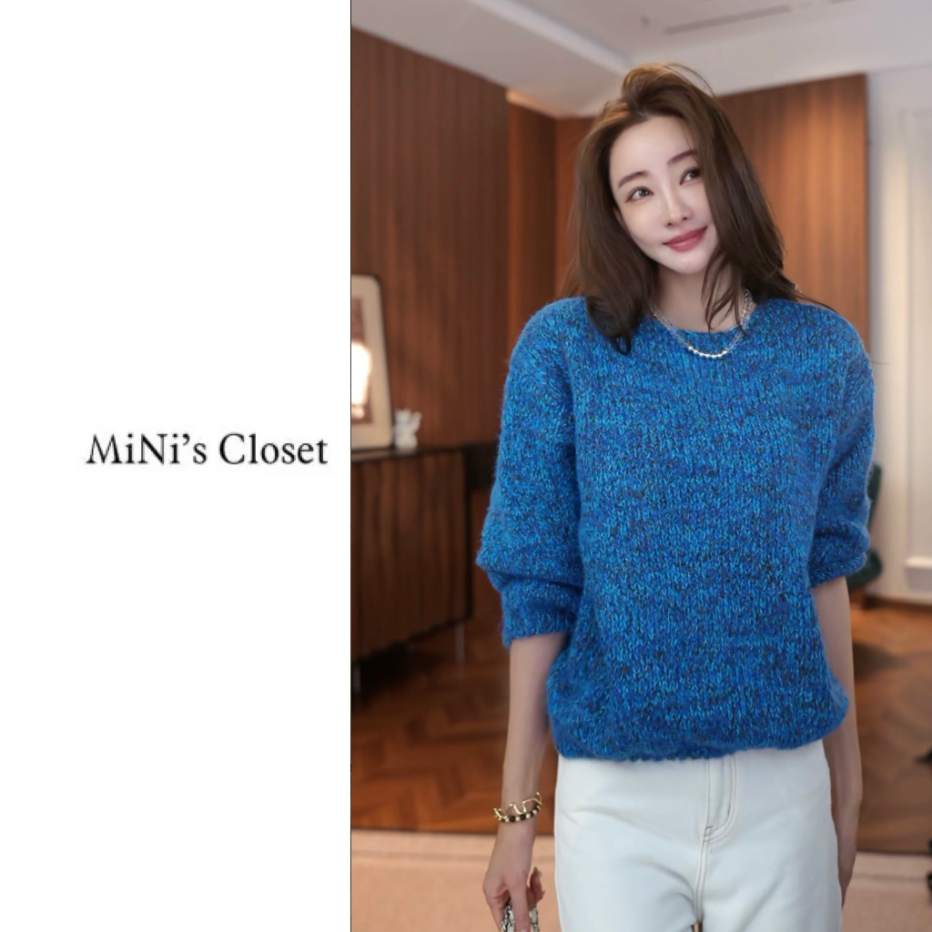 秋冬韩系休闲氛围感宽松显瘦一字领灯笼收口针织衫女