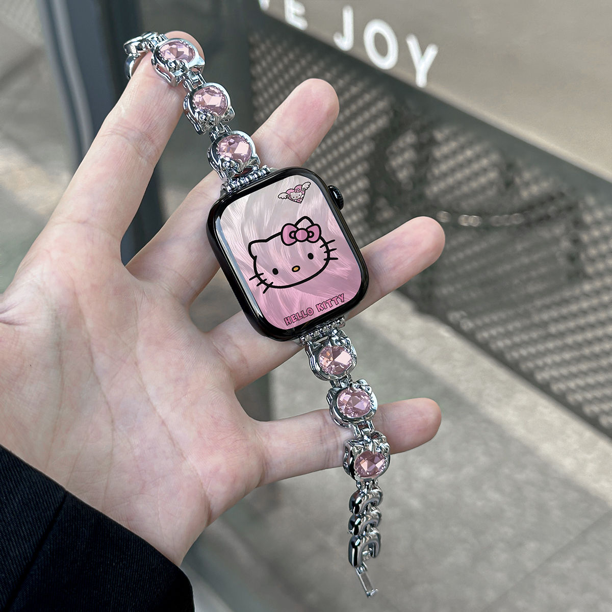 适用小米9Pro手环表带8Pro可爱kitty猫链条腕带nfc红米Watch4/5女