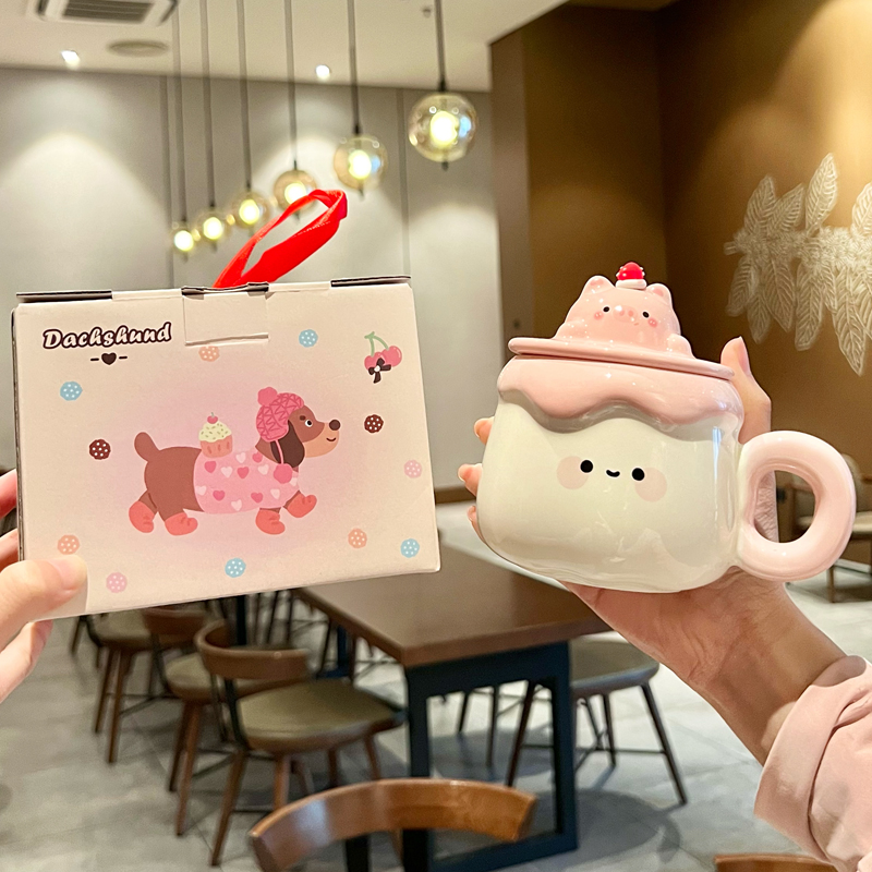 超可爱布丁陶瓷马克杯特别好看的杯子送女生生日礼物闺蜜伴手礼品