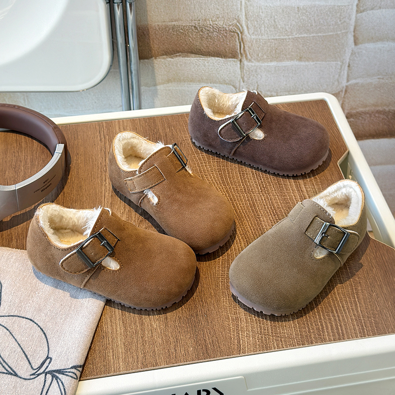 ABC女童大棉鞋加绒儿童棉鞋2025冬季男童皮鞋保暖二棉宝宝豆豆鞋