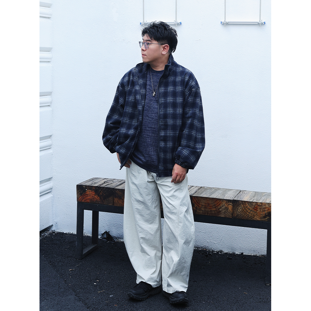 路人社 格子夹克外套男秋冬上衣大码男装美式复古胖男生穿搭潮流