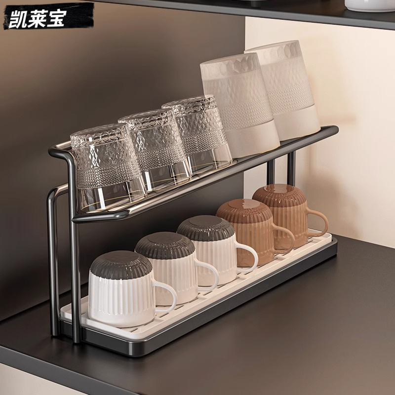 杯架收纳置物架厨房餐桌台面玻璃杯子茶杯咖啡水杯双层沥水托盘架