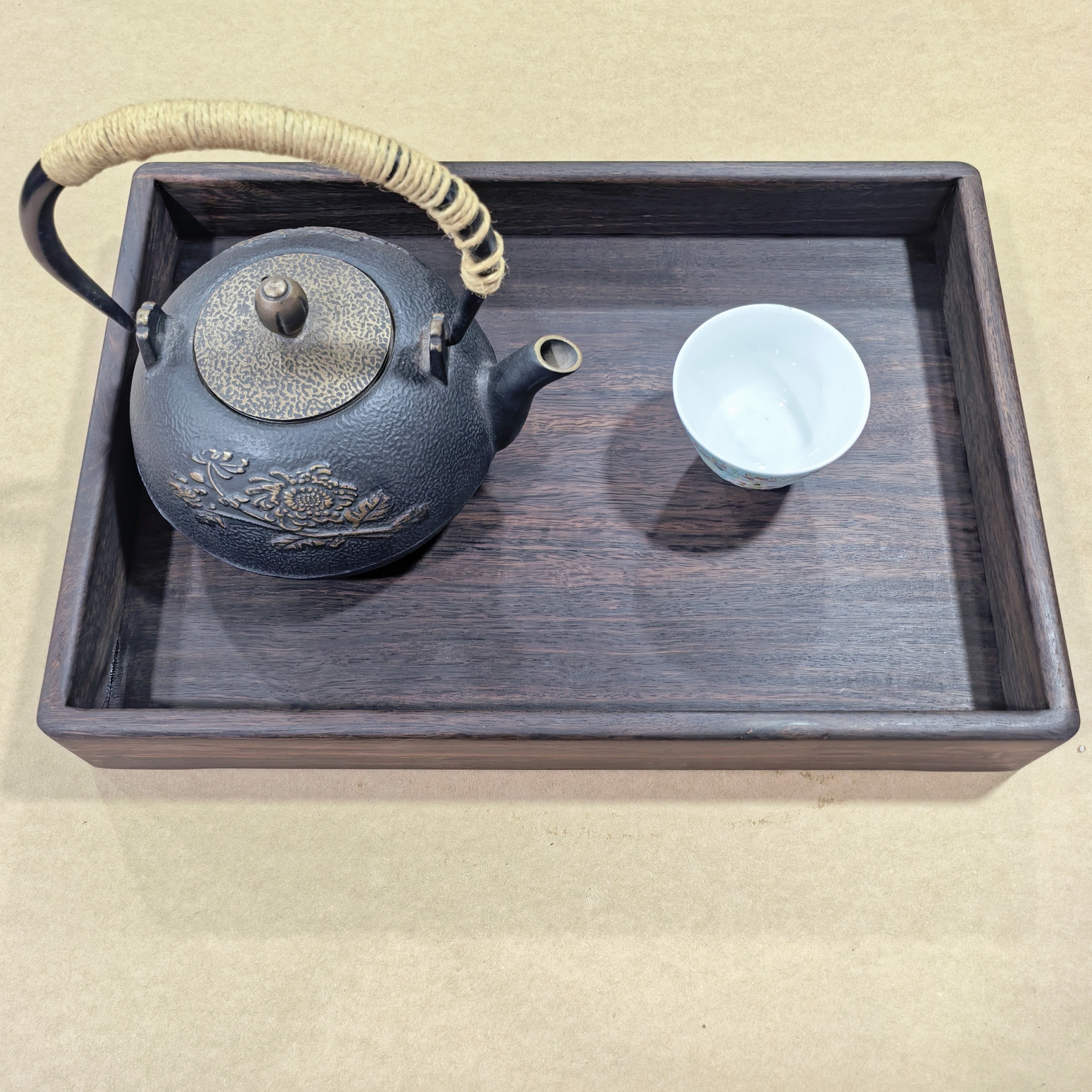 涵品木作·黑酸枝有品榫卯独板精美复古茶水盘干果盘家用本色上蜡