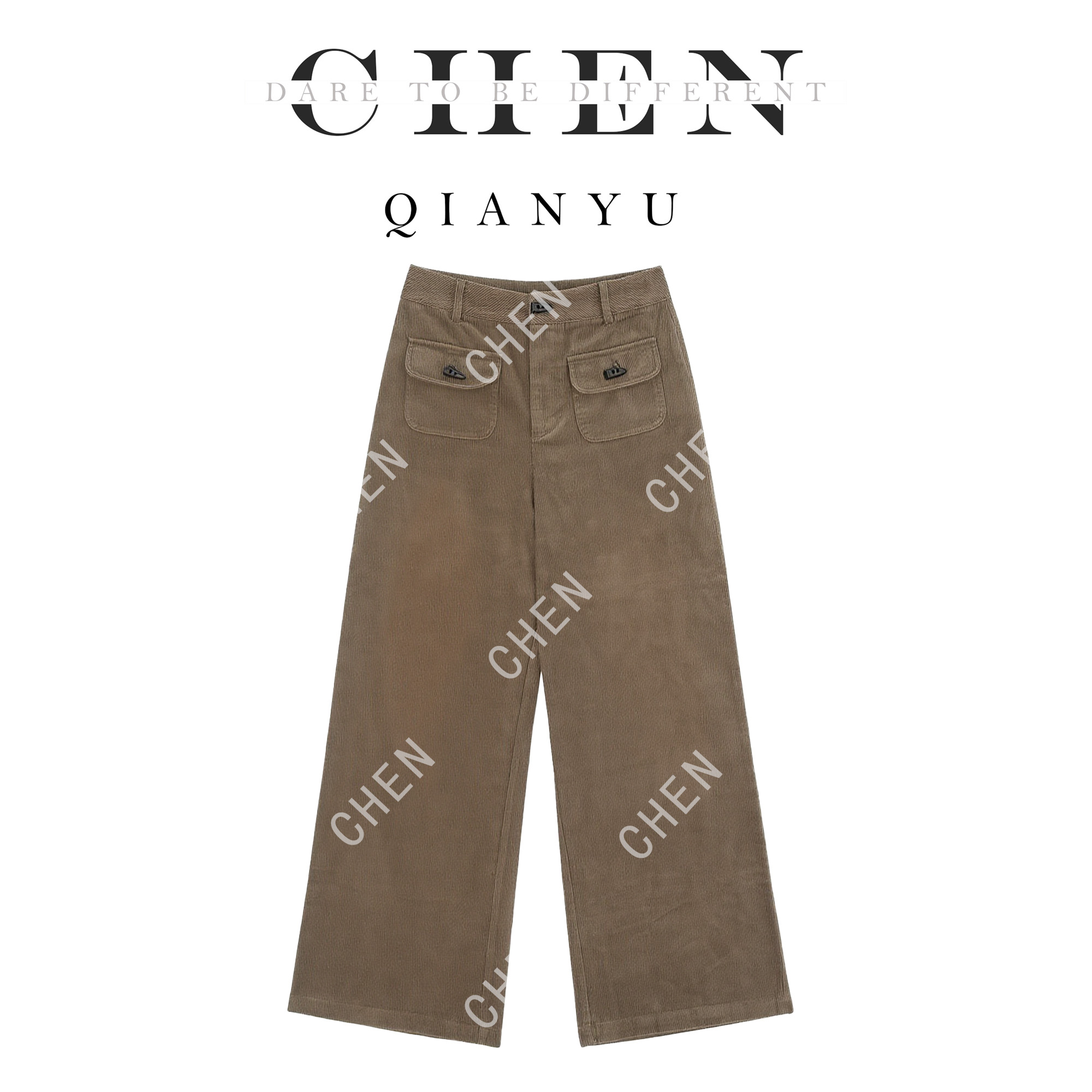 【陈陈私服】复古时尚设计感口袋纽扣垂感休闲长裤25102101
