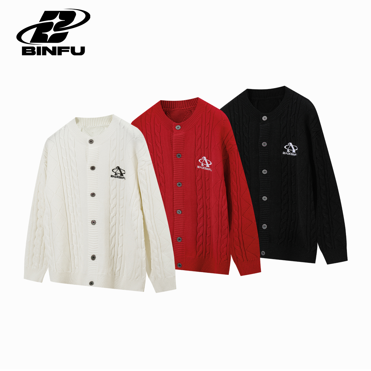 BINFU自制 秋季新品韩风轻奢简约百搭休闲男女同款针织毛衣开衫